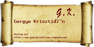 Gergye Krisztián névjegykártya